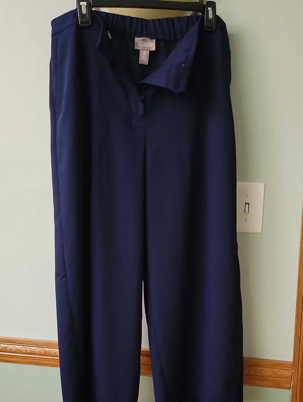 Chico's Deep Navy Wide-Leg Pull-On Trousers